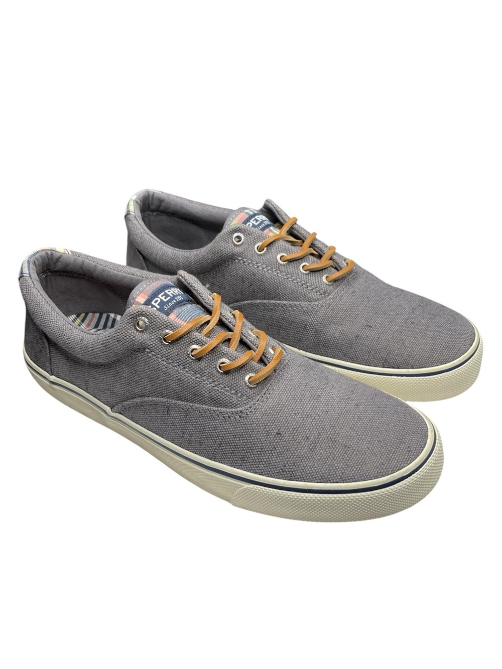 Sperry Top-Sider Striper II CVO Baja Linen Sneaker Grey Men Size 13